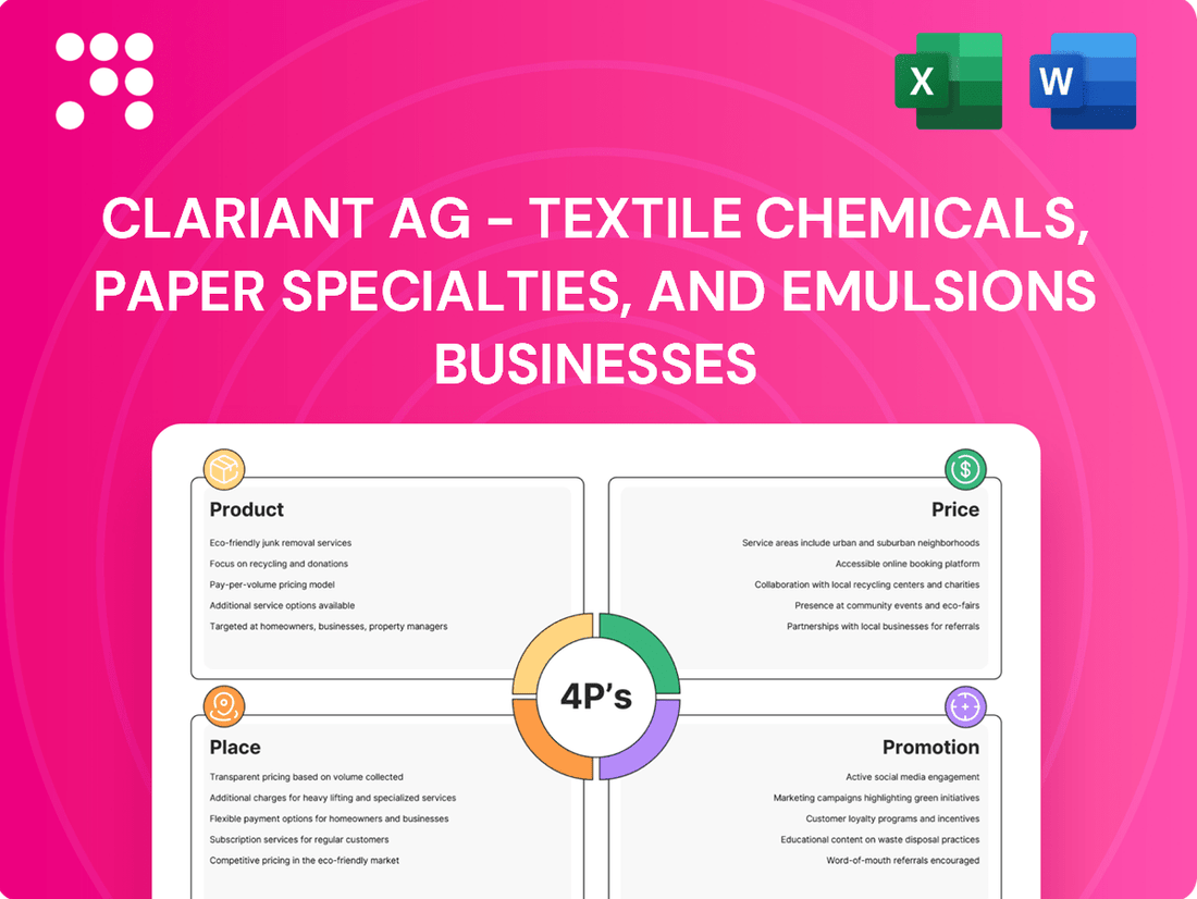 Clariant AG - Textile Chemicals, Paper Specialties, and Emulsions Businesses Marketing Mix