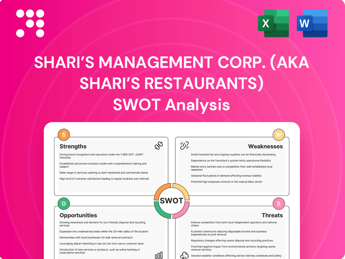 Shari’s Management Corp. (aka Shari’s Restaurants) SWOT Analysis
